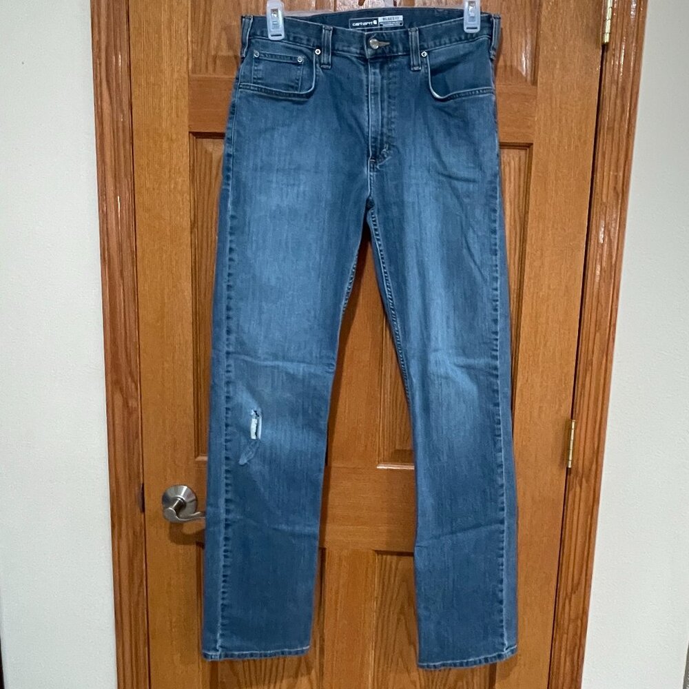 CARHARTT Men's 33x36 Rugged Flex Relaxed Fit Blue Denim Jean BD2804-M